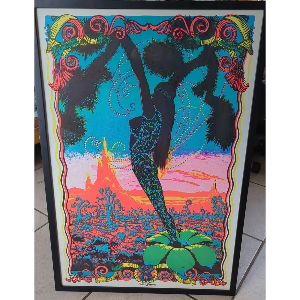 Desert Blossom Original Vintage 1970's‎ Black Light Poster 23 x 35